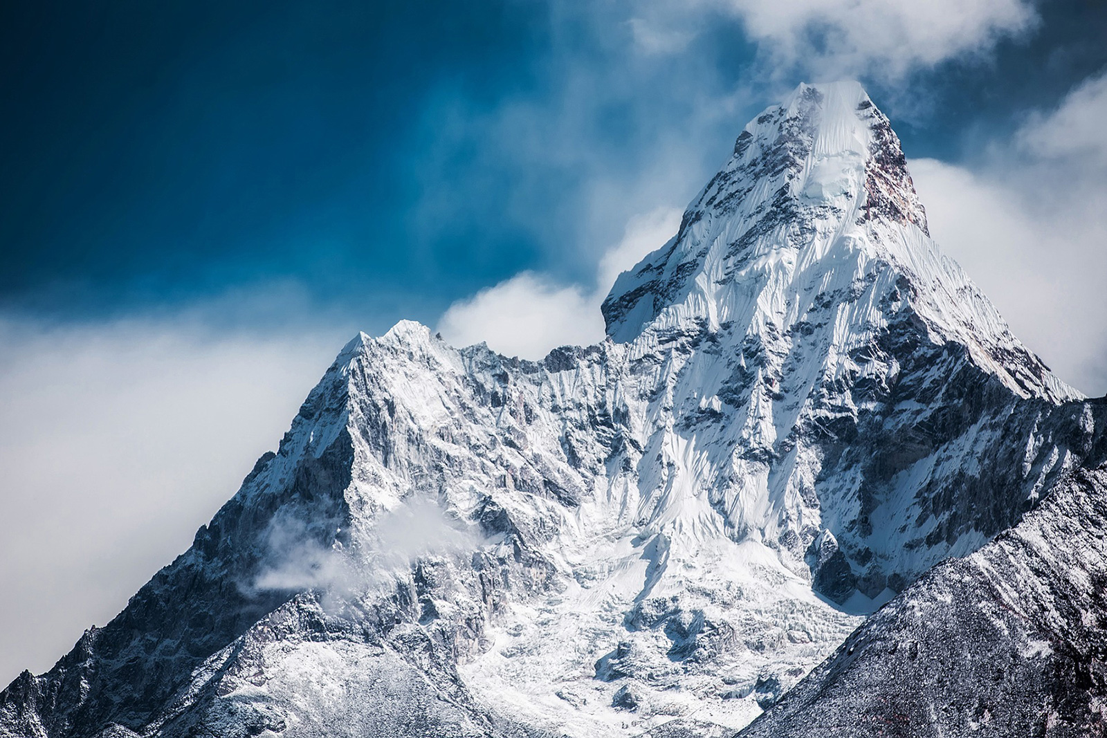 Sunlit Himalayan peaks